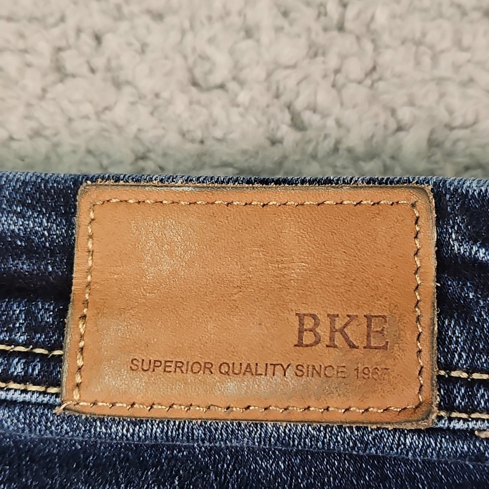 BKE Payton Jeans Womens 33x34 Blue Mid Rise Skinny Dark Wash Faded Preppy Buckle - Picture 11 of 16